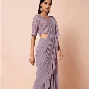 NWT Lavender Ruffled Tiered Lehenga Choli Sari Saree Dupatta